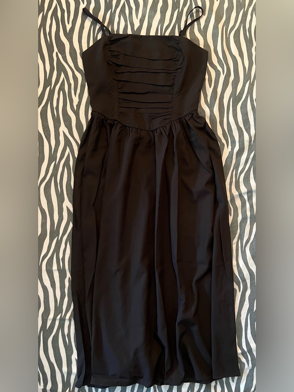 Classic Black Pleated Bodice Dress - Women